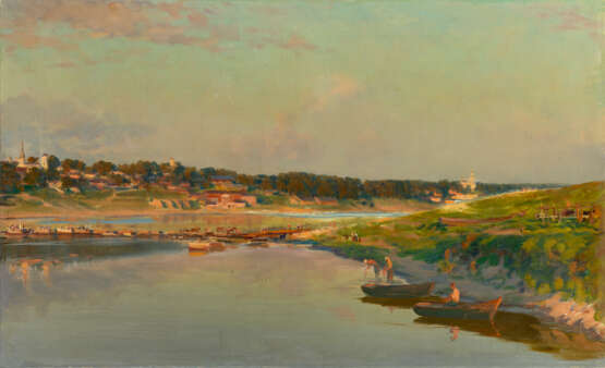 Evening on the Oka River, signed, titled  in Cyrillic and numbered “15” on the reverse" on the reverse. - photo 1