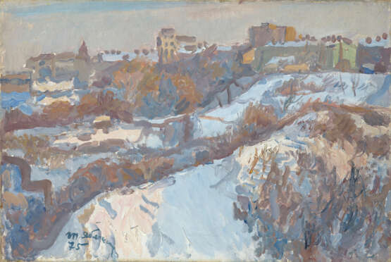 Winter Landscape, signed and dated 1975, also further signed and titled in Cyrillic on the reverse. - Foto 1