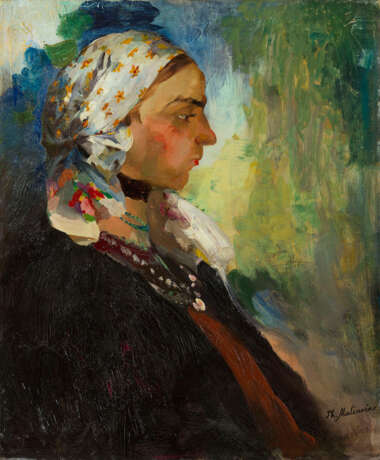 Portrait of a Peasant Woman in White Scarf, signed twice. - photo 1