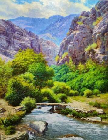 На склоне горы Leinwand реалистичная живопись Realismus Landschaftsmalerei Usbekistan 2023 - Foto 1