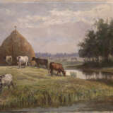 Herd Grazing by a River, signed. - photo 1