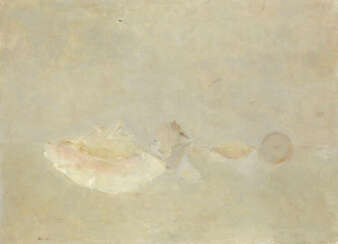 Composition with a Seashell and Stones, signed with initials and dated 1967, also further signed, titled in Cyrillic and dated “sen-1967” on the reverse.