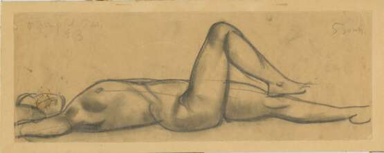 Reclining Nude, signed, inscribed "Paris/5 min" and dated 1913. - фото 1