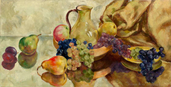 Still Life with Grapes and Pears, signed. - Foto 1