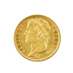 Pi&egrave;ce d`or de 20 francs de 1809. 