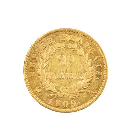 Pi&egrave;ce d`or de 20 francs de 1809. Золото Early 19th century г. - фото 2