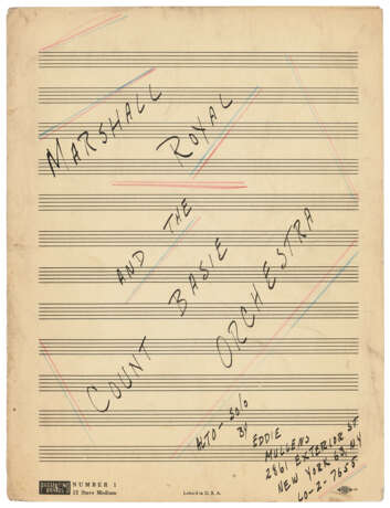 A remarkable archive of manuscript arrangements from the founding years of Count Basie’s “New Testament” band, in the hands of Neal Hefti, Ernie Wilkins, Frank Foster, Benny Golson, Charles Thompson and others, 1940s-50s - Foto 2