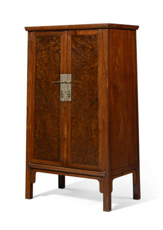 A PAIR OF BURL-INSET HUANGHUALI TAPERED CABINETS - photo 3