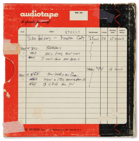 Three rare reel-to-reel master copy studio recordings of Billie Holiday from sessions produced by Norman Granz between April 1952 and August 1955 - Foto 1