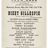 Rare concert handbill for Dizzy Gillespie and ‘His Sextet featuring Charley [sic] Parker’ at Town Hall, New York, Wednesday 16 May 1945 - фото 1