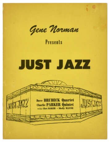 Concert programme for Just Jazz, Gene Norman’s series of jazz concerts featuring the Charlie Parker Quintet, the Dave Brubeck Quartet, with Chet Baker and Shelly Manne, c.1953, signed and inscribed by Charlie Parker - photo 2