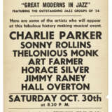Small format concert poster for Charlie Parker headlining Great Moderns in Jazz at Town Hall, New York, on Saturday 30 October 1954 - фото 1