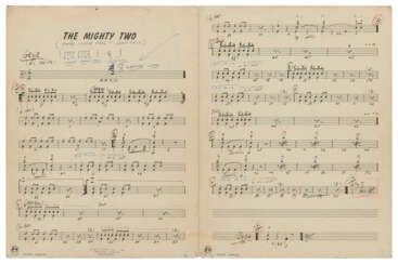 A collection of manuscript scores used during recording of Louie Bellson and Gene Krupa’s rudimental drum instruction album The Mighty Two, 1963