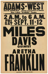 Boxing style silkscreen concert poster for a performance by the Miles Davis Quintet and Aretha Franklin at Adams-West theatre, Los Angeles, 11-12 September 1964