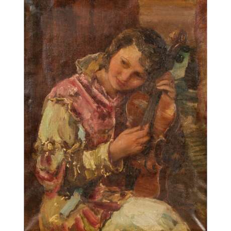 Maler des 20. Jahrhundert, "Mädchen beim Stimmen einer Geige", - photo 1