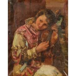 Maler des 20. Jahrhundert, "Mädchen beim Stimmen einer Geige",