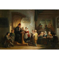 REYNTJENS, HENRICUS ENGELBERT (1817-1900, Genre- u. Historienmaler in Amsterdam), „In der Schule“,