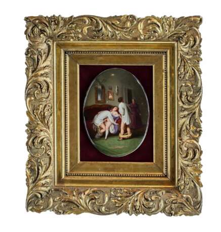 Plaque de porcelaine &amp;quotLove Game&amp;quot KPM Berlin vers 1830 Hand Painted Biedermeier 19th century - photo 1