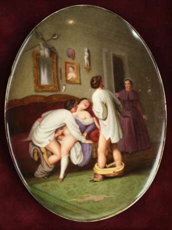 Plaque de porcelaine &amp;quotLove Game&amp;quot KPM Berlin vers 1830 Hand Painted Biedermeier 19th century - Foto 2