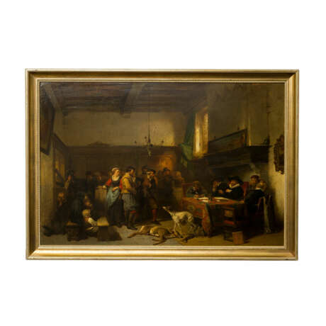 KATE, HERMAN F.C. TEN (im Haag 1822-1891 ebenda, holländischer Genremaler), "Wilderer vor Gericht", - Foto 2
