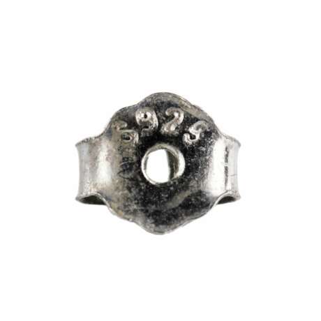 Boucles d`oreilles en argent avec pierres Swarovski blanches. Silber 925 20th century - Foto 3