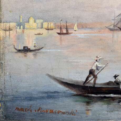 Vue antique de Venise. Canvas oil Romanticism 19th century - Foto 3
