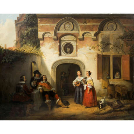 BRAEKELEER, FERDINAND DE (Antwerpen 1792-1883 ebenda), "Im Schlosshof", - Foto 1