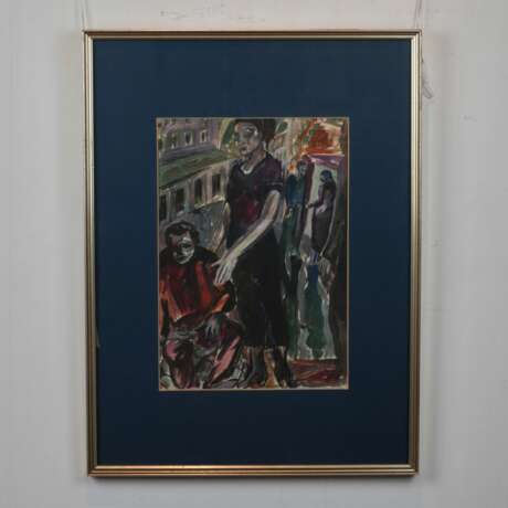 A.Zardinsh. Sc&egrave;ne dans la rue. 1935-1937. Watercolor and gouache 20th century - Foto 1