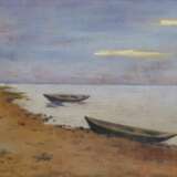 F.F. Buchholz. Paysage marin. Au bord de la mer. oil on cardboard realism Late 19th century - Foto 2