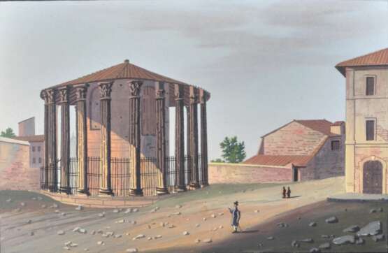 Aquarelle Vue du temple de Vesta. Wash and watercolor on paper Neoklassizismus Mid-20th century - Foto 2