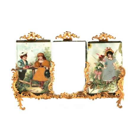Cadre photo en trois parties dans le style rococo. Glass Neorococo Early 20th century - photo 1