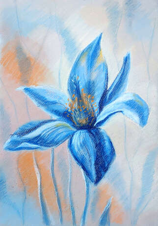 Blue flower Papier Pastel изобразительное скусство цветок Kazakhstan 2023 - photo 1