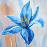 Blue flower Бумага Пастель изобразительное скусство цветок Казахстан 2023 г. - фото 1