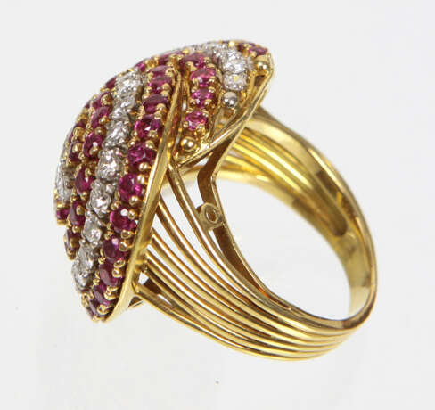 exclusiver Rubin Diamant Ring - Gelbgold/WG 750 - Foto 2