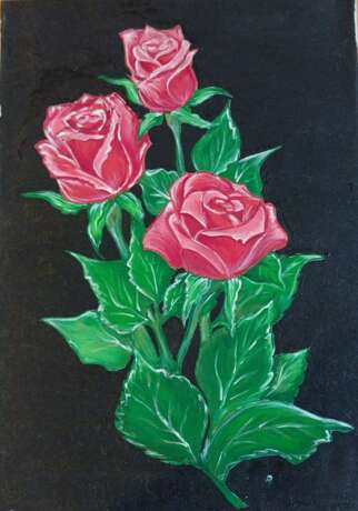 Красные розы автор Валентина Лягина Seide Acryl цветы цветы розы Russland 2021 - Foto 1