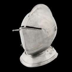 Blanke Rüstung zum Fußturnier mit geschlossenem Helm, deutsch 16. Jahrhundert