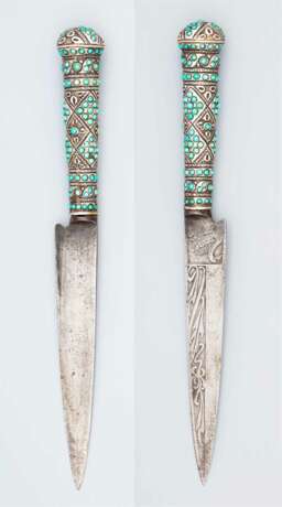 Dolchmesser mit Türkis besetztem Silbergriff 19.Jahrhundert - Foto 1