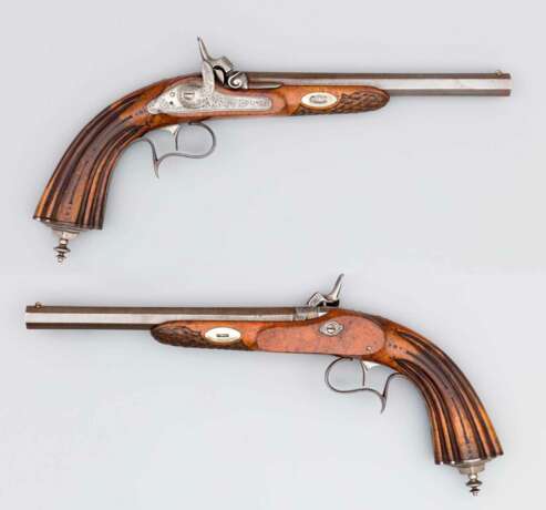 Perkussions-Duellpistole, wohl Frankreich um 1840 - Foto 3