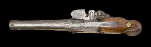 Steinschlosspistole mit feuervergoldeten Beschlägen Ende 18.Jahrhundert - Foto 3