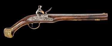 Steinschlosspistole mit Rosendekor, Frankreich oder Italien um 1800