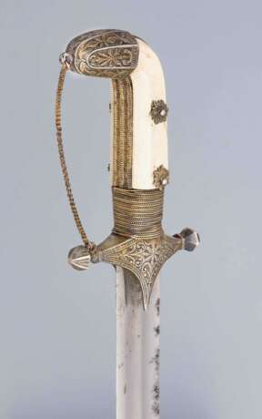 Silberbeschlagener Säbel Saif mit Scheide, Arabien 19.Jahrhundert - Foto 5