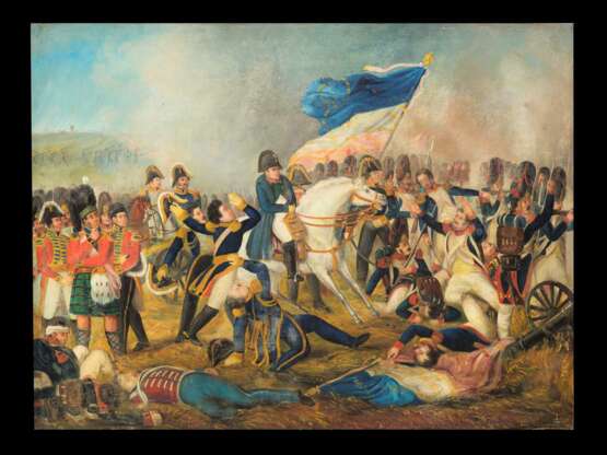 Ölgemälde der Schlacht bei Waterloo mit Napoleon zu Pferd 1815 - фото 1