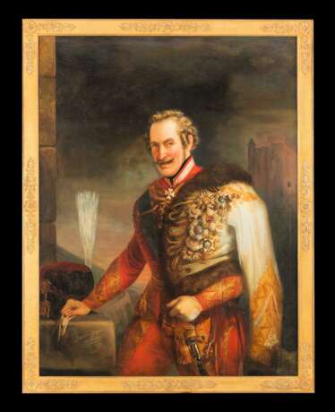Gemälde des Herzog Ferdinand von Sachsen-Coburg-Gotha als General und Inhaber des k.k. Husarenregiments Nr. 8 - Foto 2