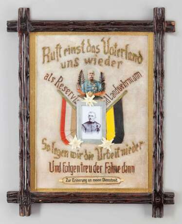 Patriotische Hinterglasbilder zur soldatischen Dienstzeit um 1910-1918 - Foto 1