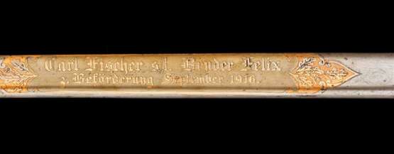 Bayerischer Interims-Pallasch für Offiziere der Kavallerie mit Echt-Damastklinge und Widmung 1916 - Foto 4