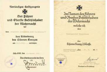 Ritterkreuz des Eisernen Kreuzes 1939 - Urkundengruppe Hauptmann Zimmermann