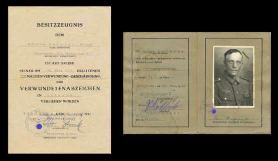 Urkundengruppe des Gefreiten Lehmann zum Panzervernichtungsabzeichen mit Autograf Skorzeny - Foto 2