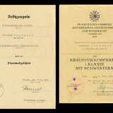 Urkundengruppe des Wachtmeisters Volkmann mit Autograf SS-General Prützmann - Foto 1