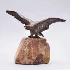 Bronze-Adler auf Steinsockel - Briefbeschwerer