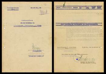 Schriftstück SS-Polizei Division II mit Autografen der Generäle und EL-Träger Krüger und Lindemann